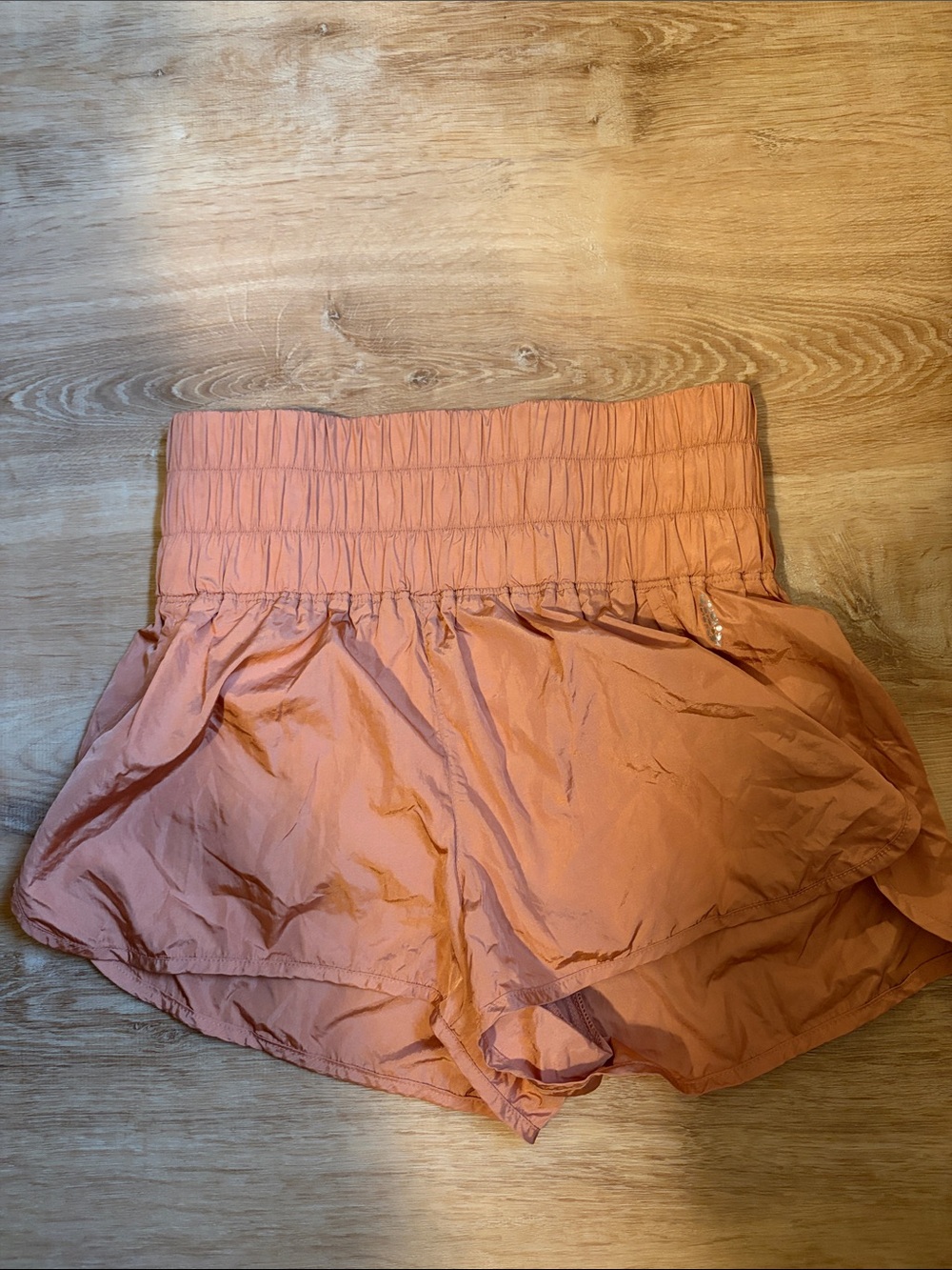FP Movement by Free People Peach Smocked High-Waist Athletic Shorts